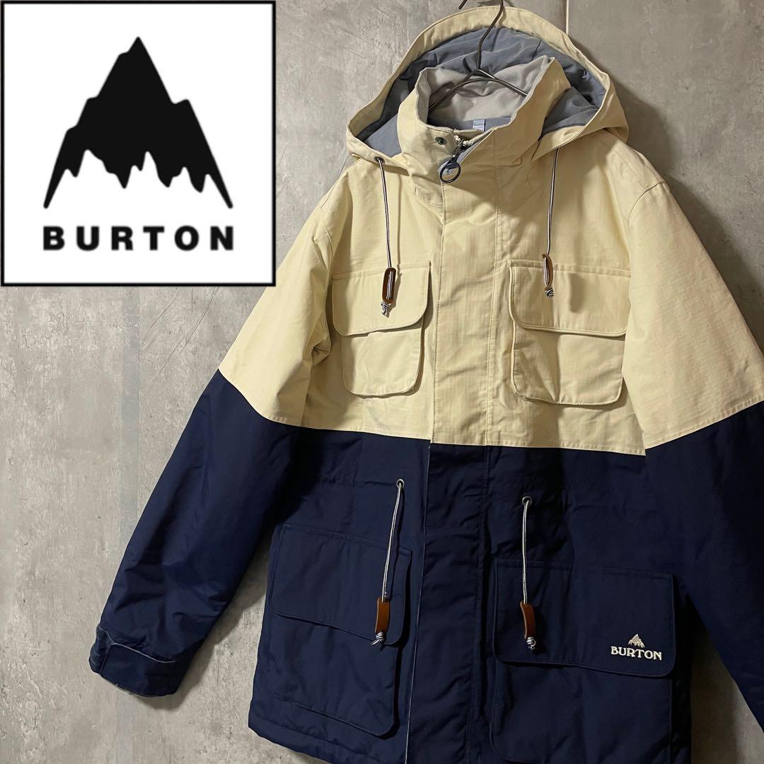 Burtonバートンスキーウェアスノーボードジャケットパーカーフード紺ネイビー白