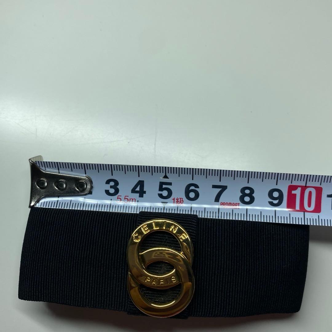 CELINE セリーヌ バレッタ 髪留め ロゴ ブラック ゴールド