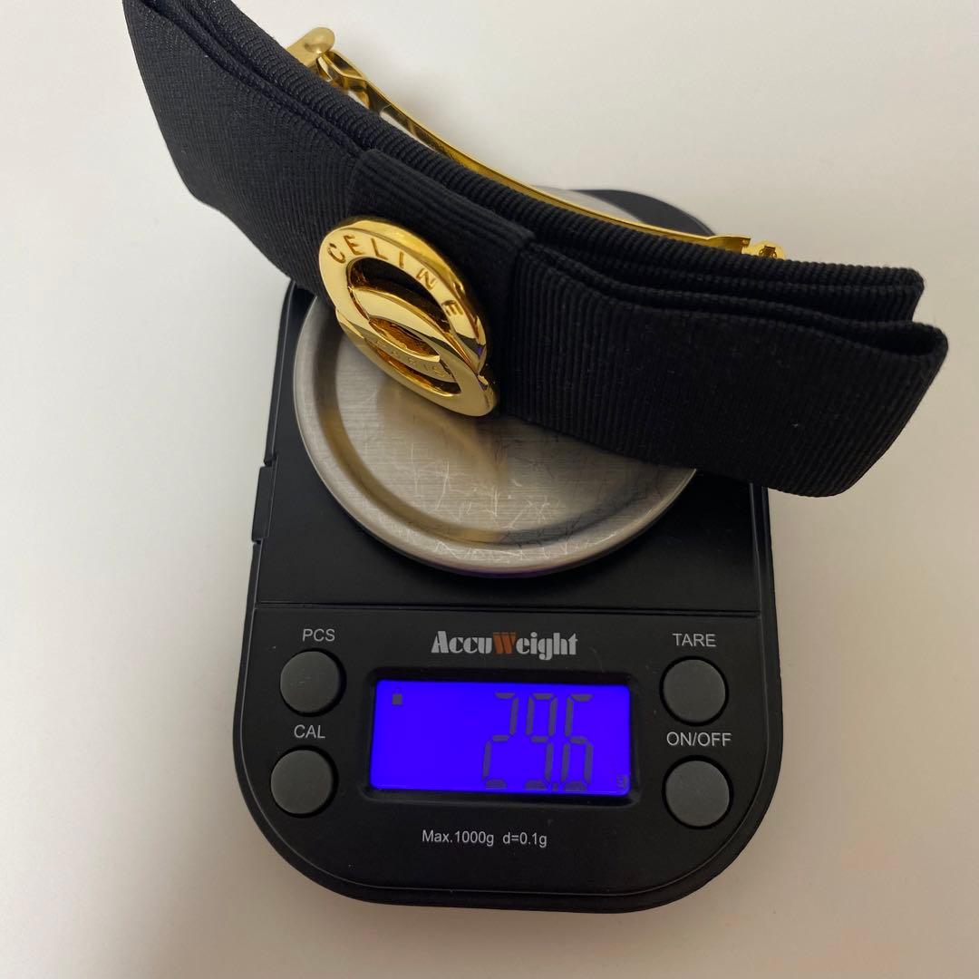 CELINE セリーヌ バレッタ 髪留め ロゴ ブラック ゴールド