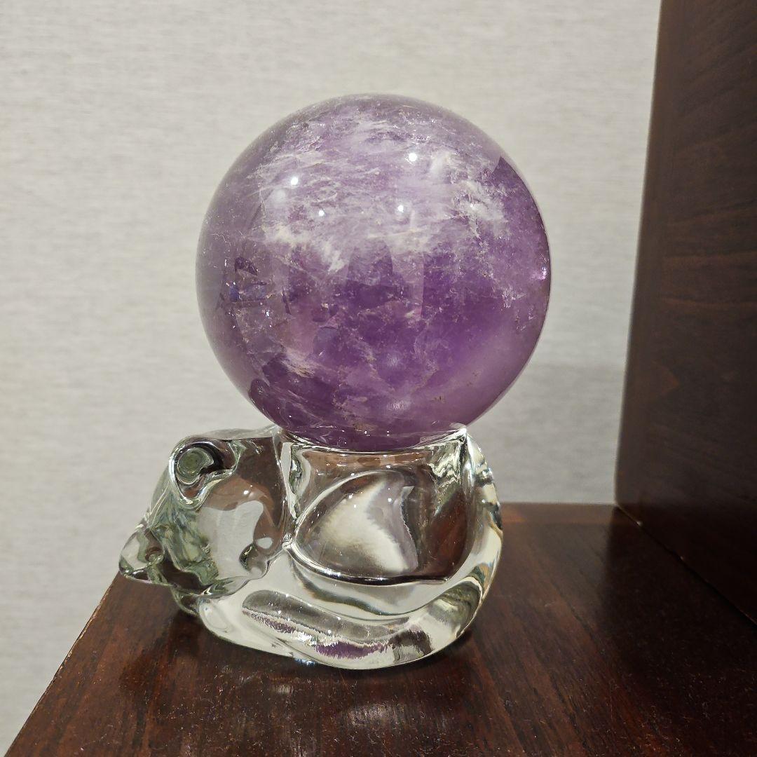 【早い者勝ち】天然アメジスト14cm ガラス台座付き/パワーストーン/開運/置物