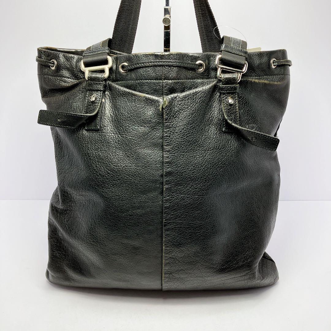 3334◯ YSL イヴ・サンローラン ブラックレザートートバッグ
