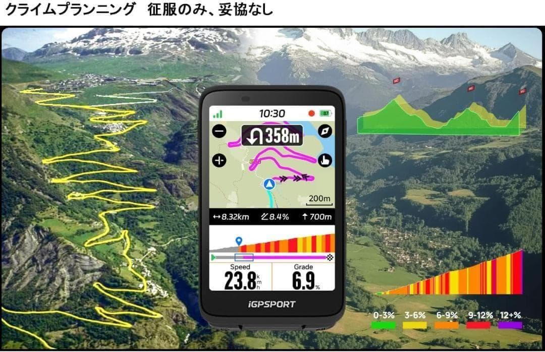 iGPSPORT BiNavi【シルバー】ナビゲーション サイコン（日本語対応）