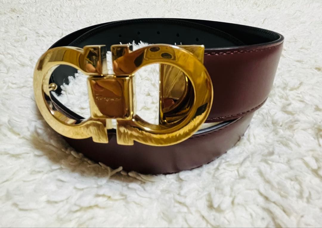 Ferragamo ブラウンブラックリバーシブル神士ベルト