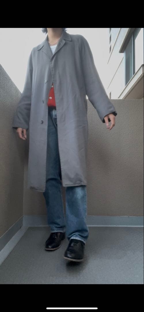 50s ウールギャバ コート グレー クリーニング済