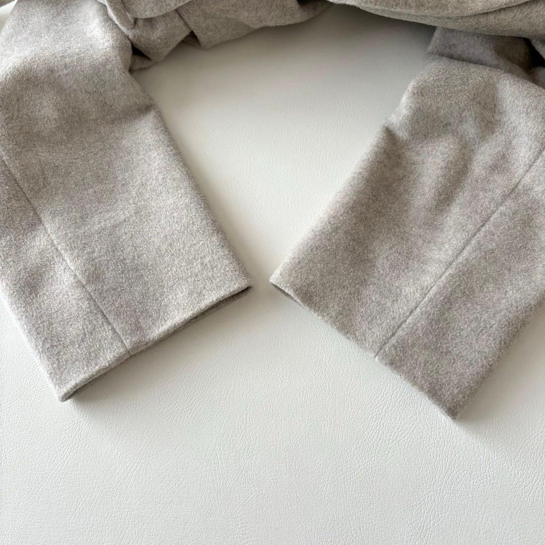 ■IÉNA【定価5.1】ロングスリットノーカラーコートウエストベルト付グレージュ