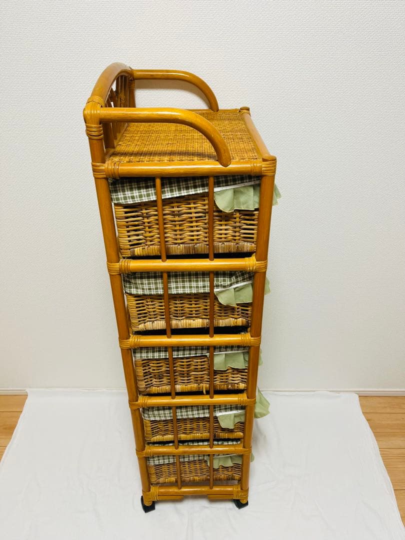 今だけ希望金額で購入可能❗️ラタン 籐家具 アンティーク 五段 チェスト 箪笥