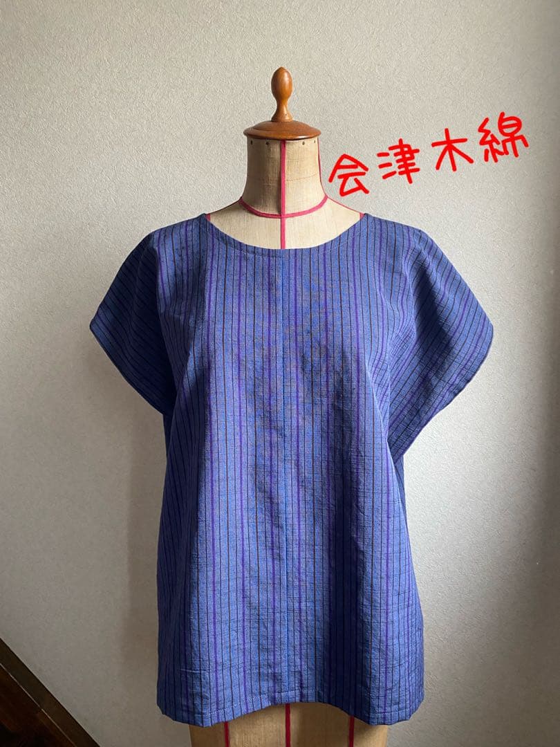 会津木綿　みかんさん専用　ブラウス　ハンドメイドNo.149