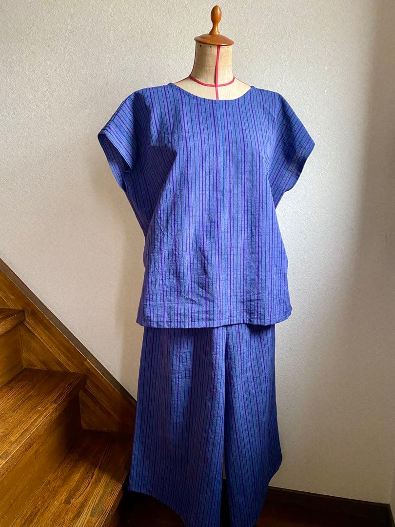 会津木綿　みかんさん専用　ブラウス　ハンドメイドNo.149