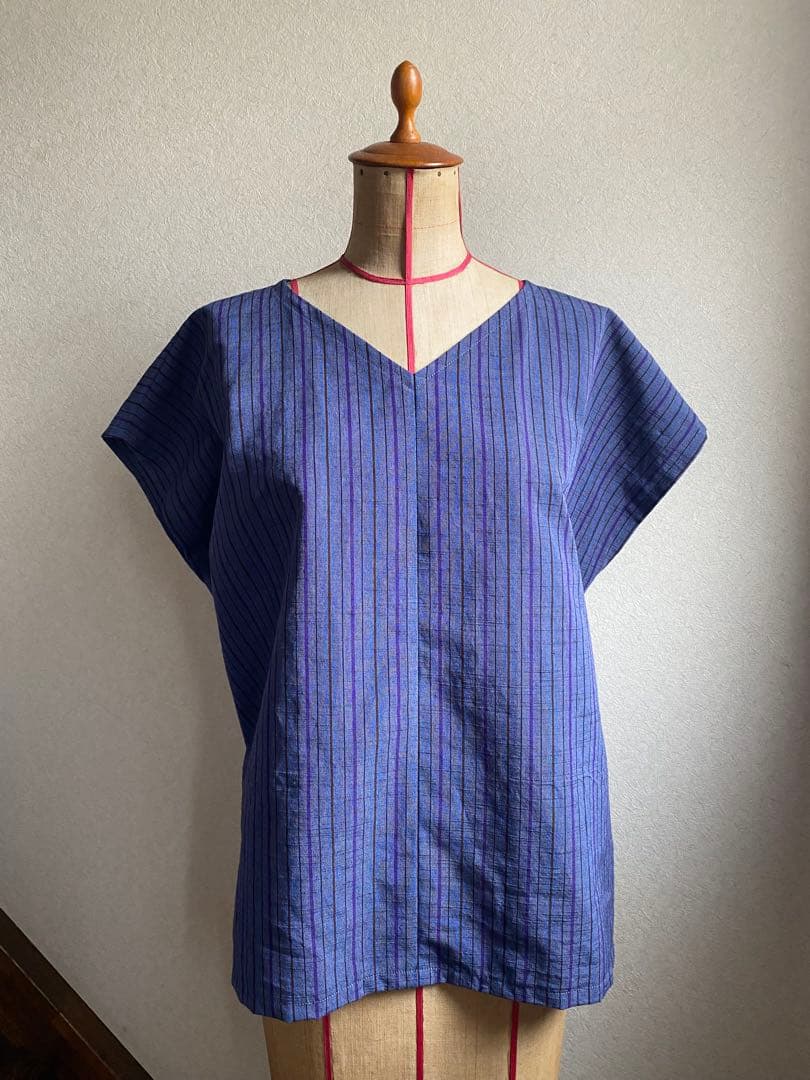 会津木綿　みかんさん専用　ブラウス　ハンドメイドNo.149