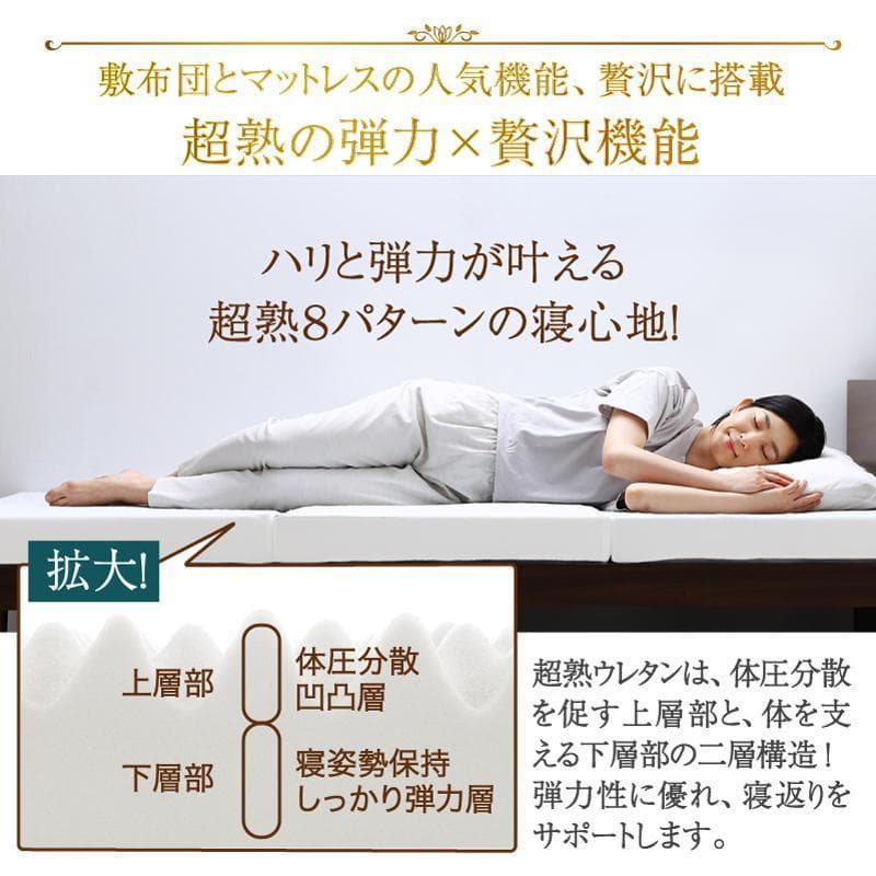 新品 送料込 三つ折りマットレス セミダブル 高反発 高通気 体圧分散 抗菌防臭