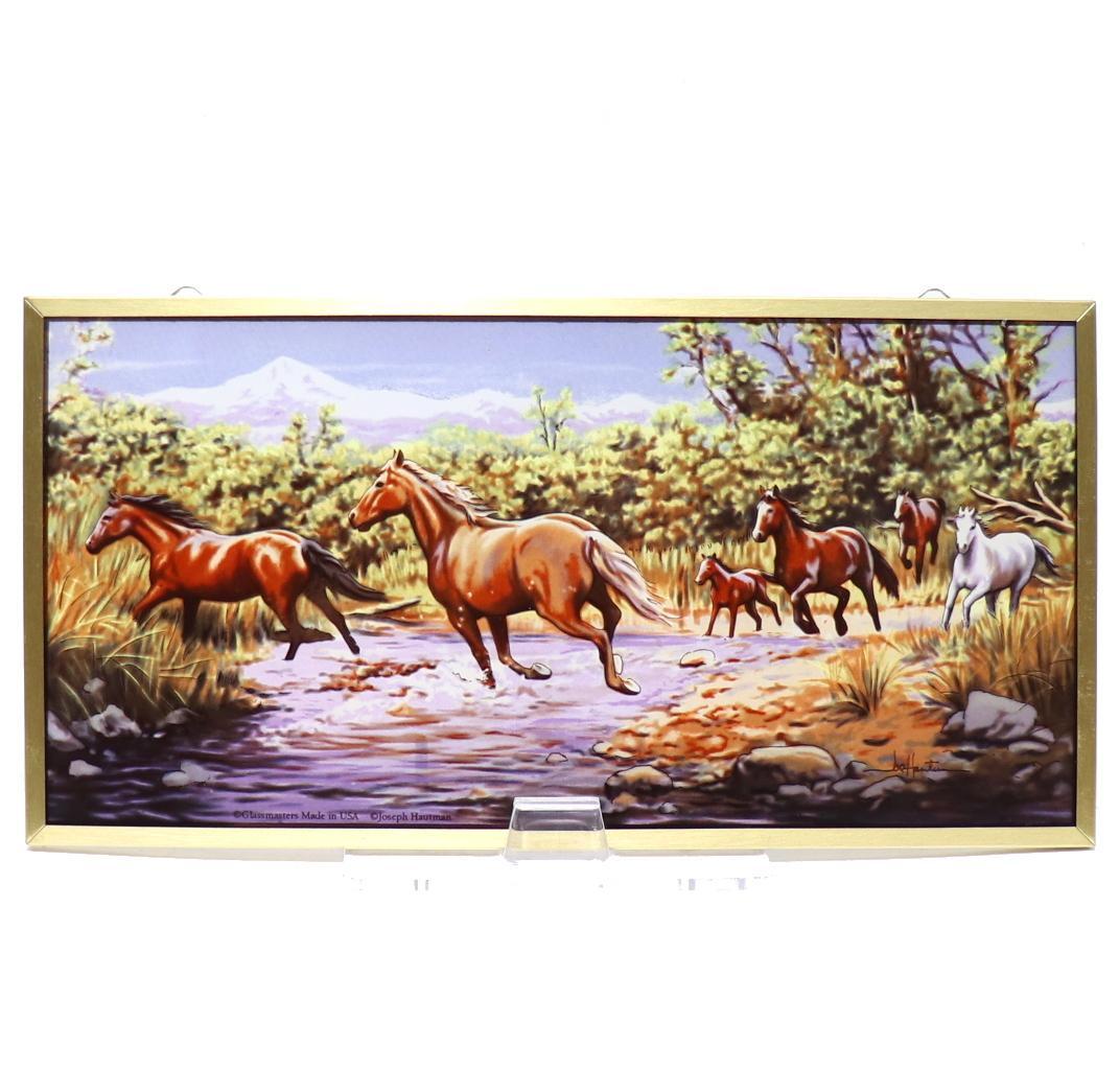 ジョー・ハウトマン ヴィンテージ ステンドグラス 野生の走る馬 絵画 美術館