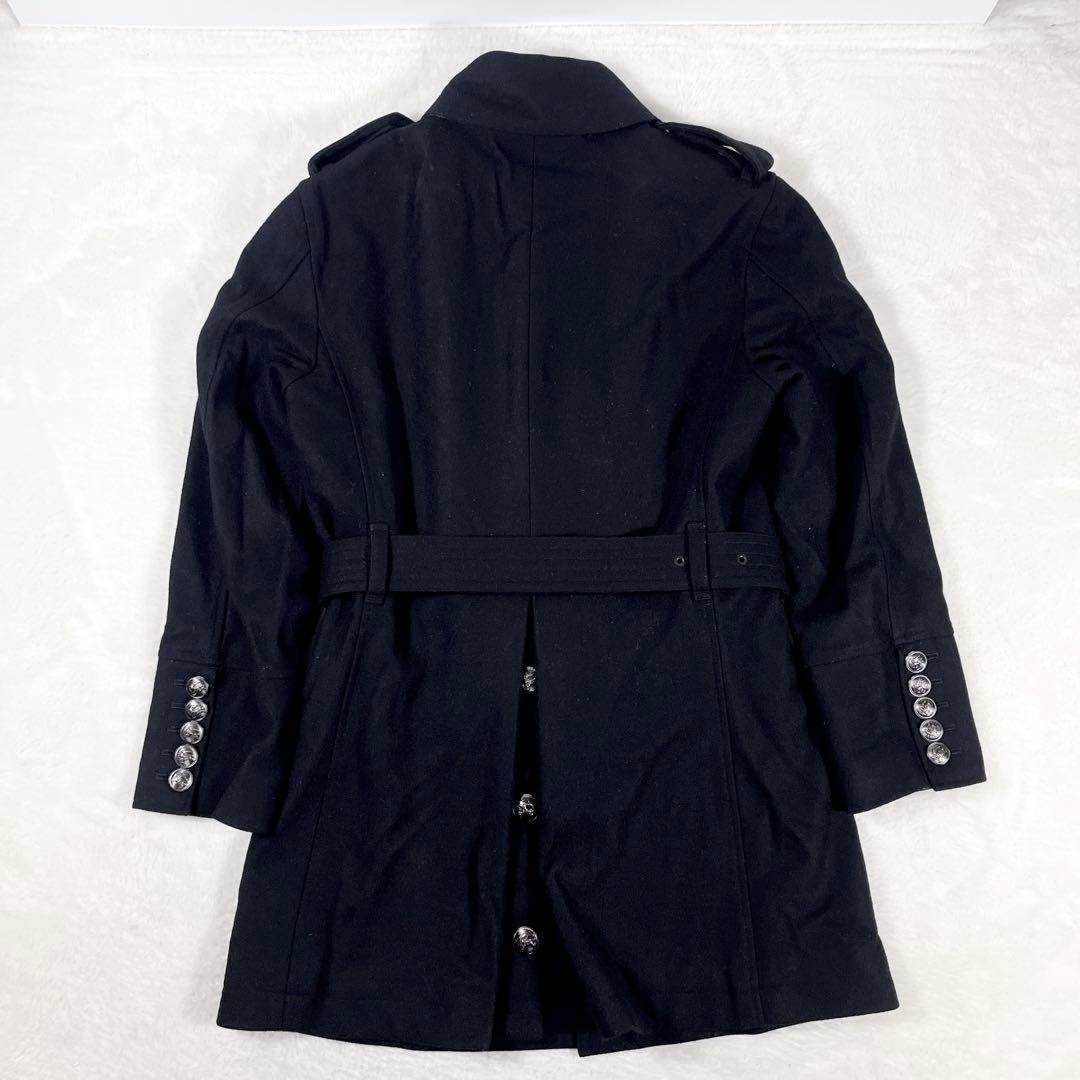 バーバリーブラックレーベル 銀ボタン マリンコート カシミヤ ウールコート