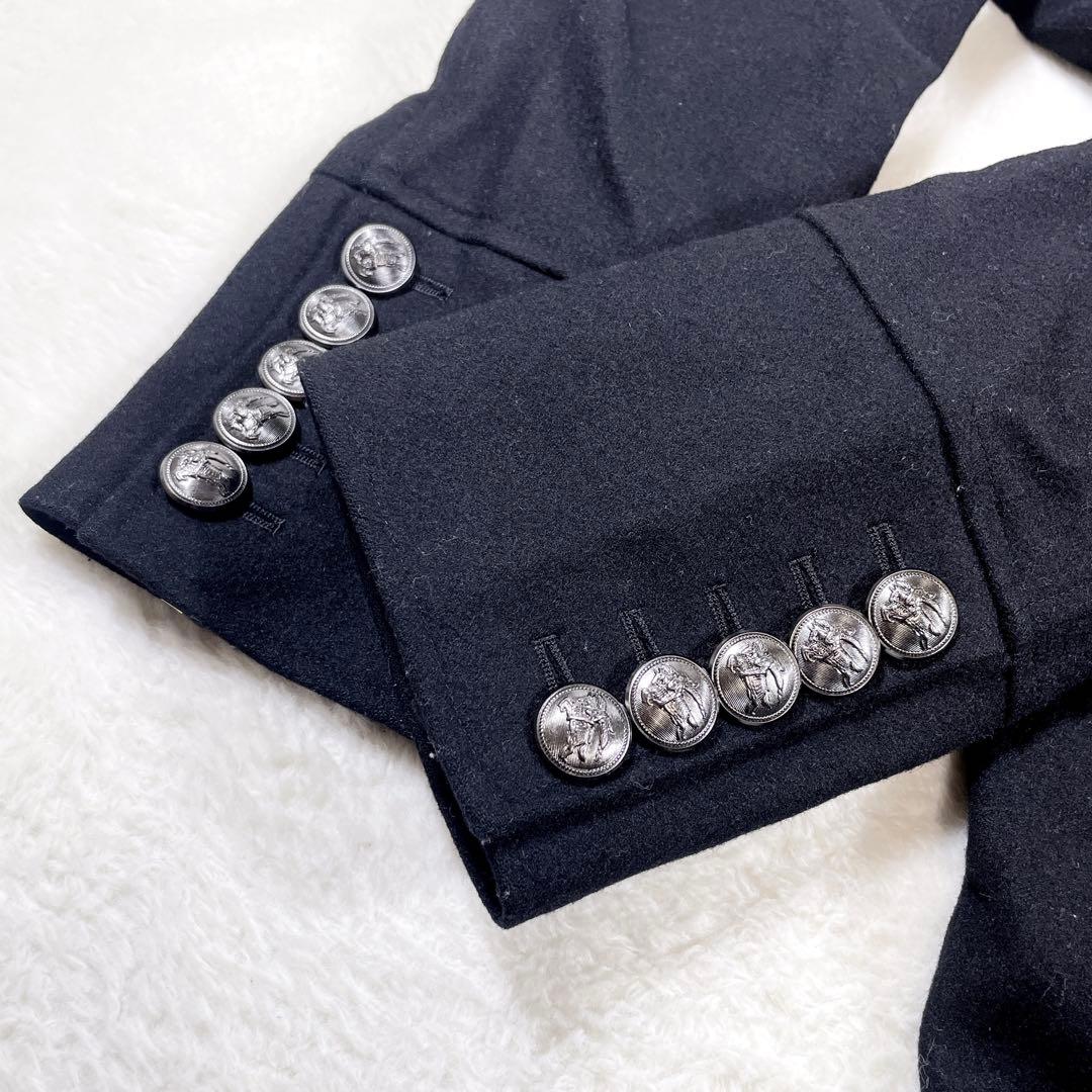 バーバリーブラックレーベル 銀ボタン マリンコート カシミヤ ウールコート