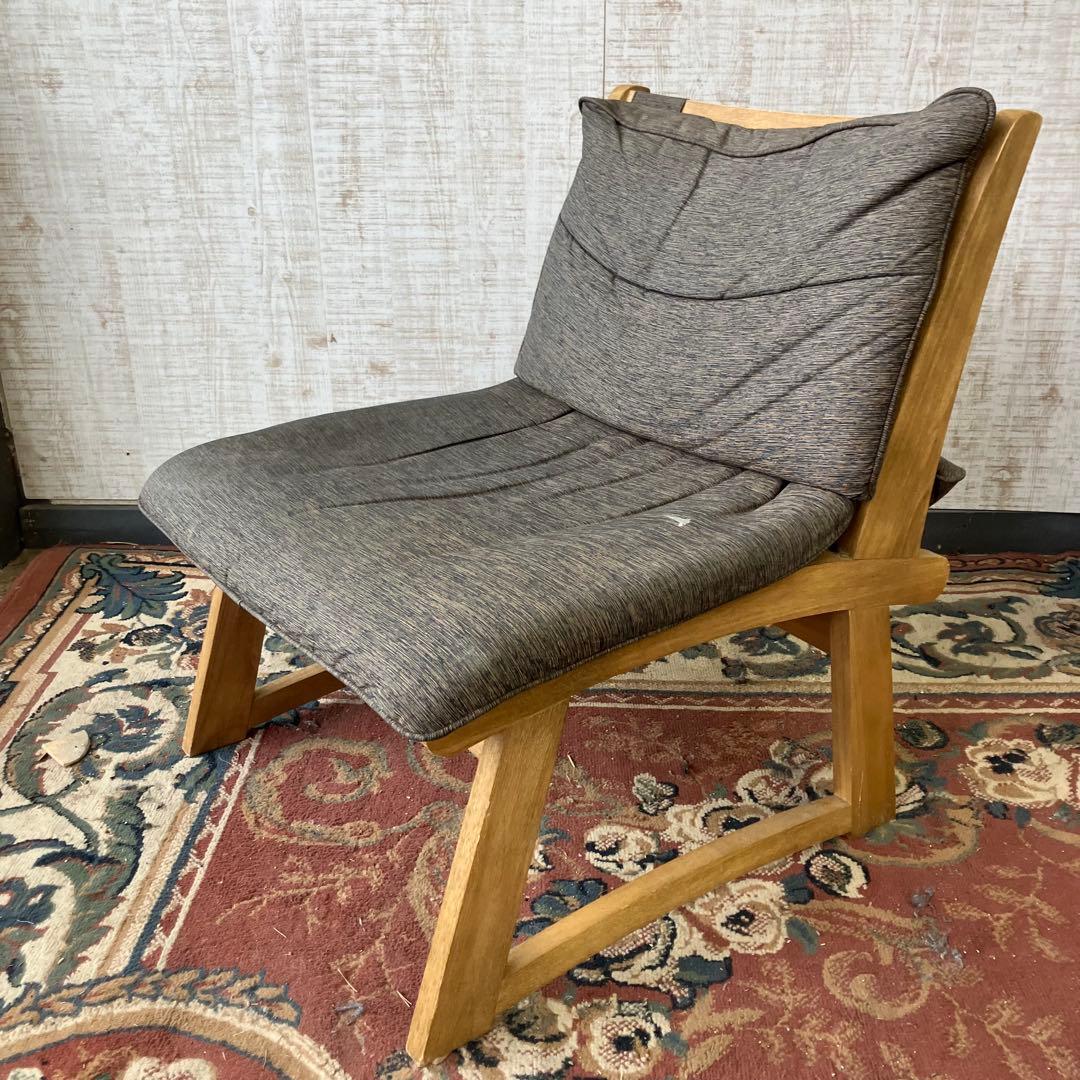⑥ 北欧レトロ ミキモク 雅 木製フレーム アームレスチェア 一人掛けソファー