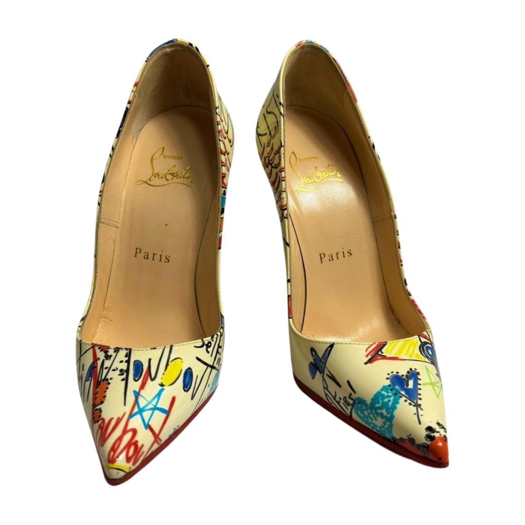 クリスチャンルブタン　パンプス　ピンヒール　エナメル　マルチカラー