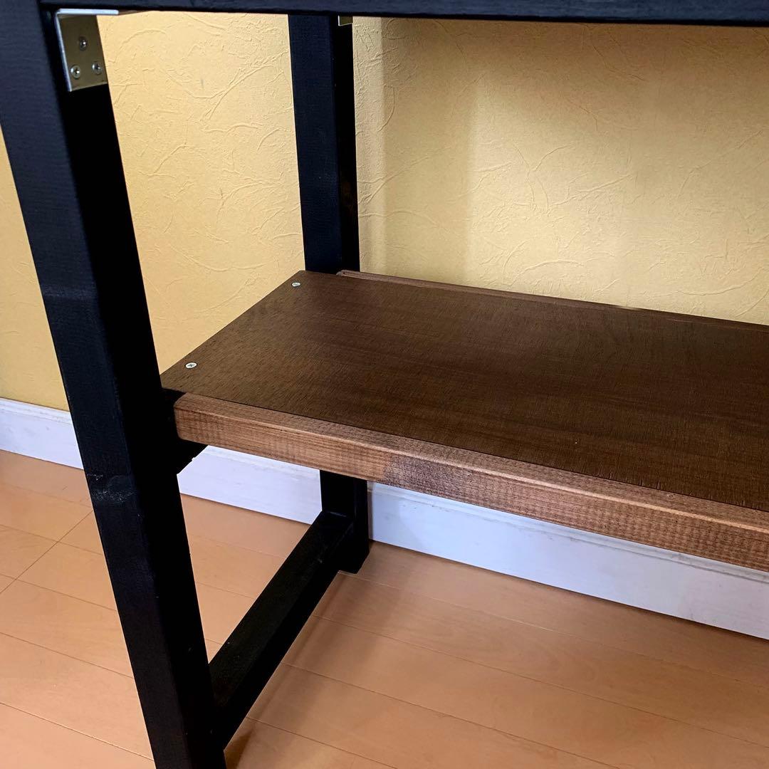 【2色の木製テーブル/棚付き】コンソール/店舗ディスプレイ/カフェ(組み立て式)