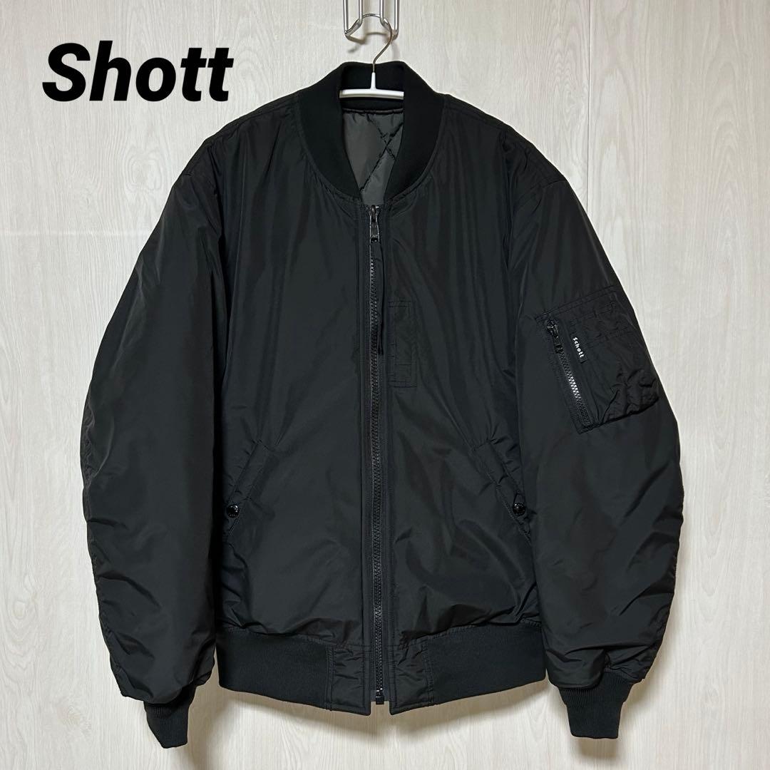 Shott リバーシブル MA-1 フライトジャケット キルティング 黒 L