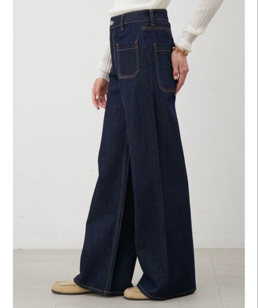 Mila Owen　パッチポケットデザインバギーデニムパンツ