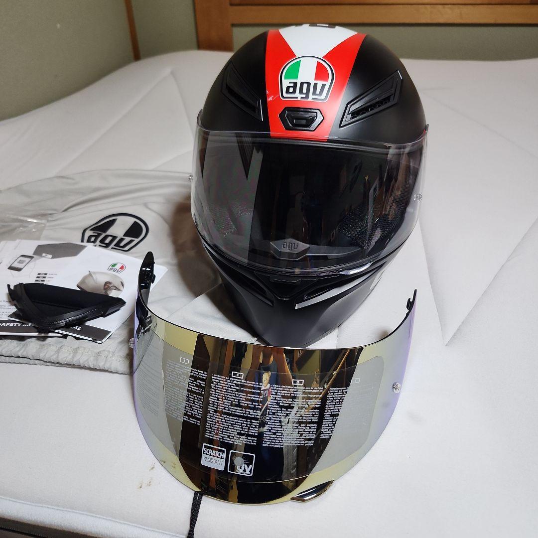 AGV フルフェイスヘルメット ブラック/レッド新品ミラーシルド付き