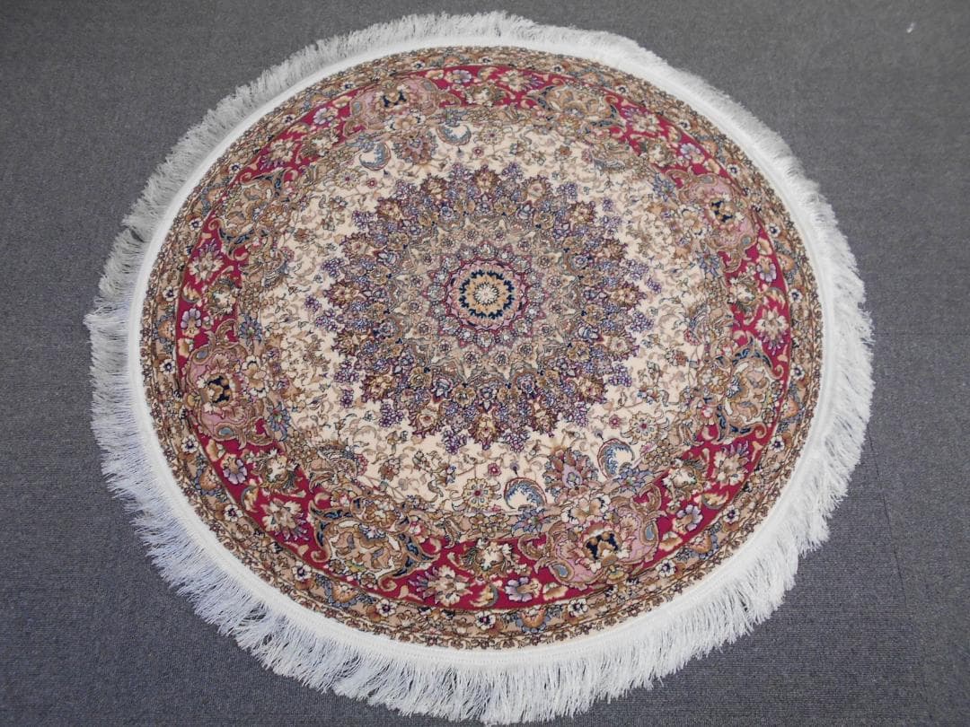 170万ノット、超高密度！輝く、本場イラン産 絨毯！円形150cm‐201261