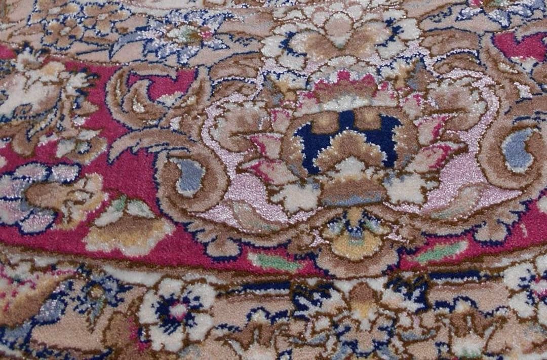 170万ノット、超高密度！輝く、本場イラン産 絨毯！円形150cm‐201261