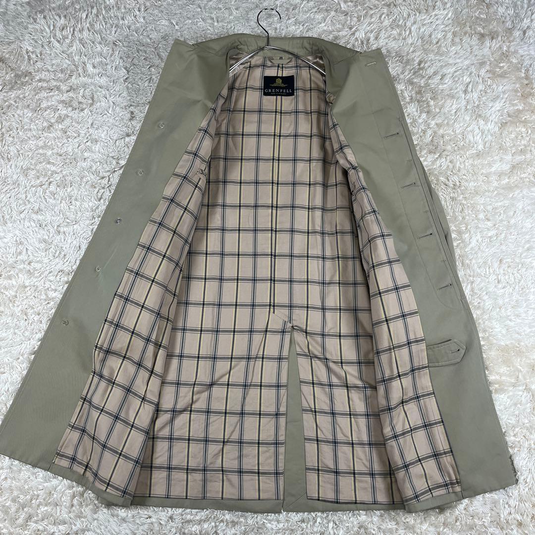 GRENFELL グレンフェル 英国製 裏地チェック ステンカラーコート 38M