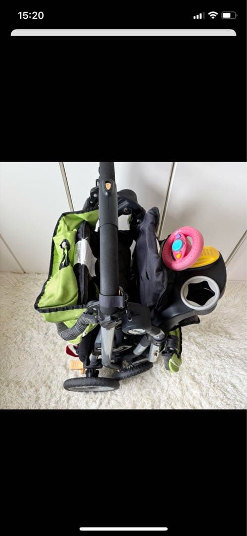 Jeep 2人乗りベビーカー 緑色 ハンドル、カップホルダー付き