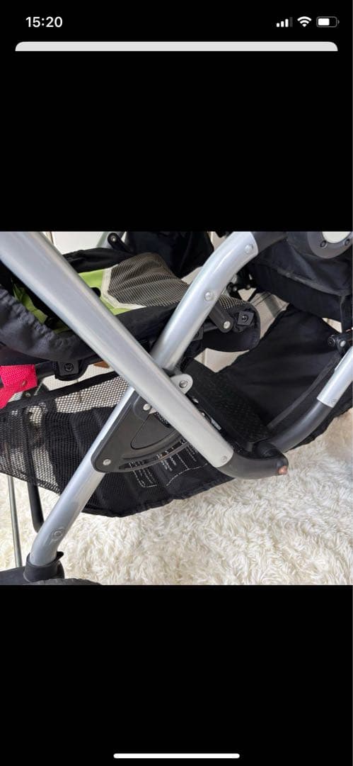 Jeep 2人乗りベビーカー 緑色 ハンドル、カップホルダー付き