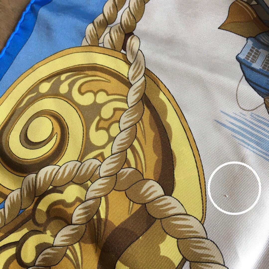 HERMES エルメス　スカーフ　カレ90 ブルー
