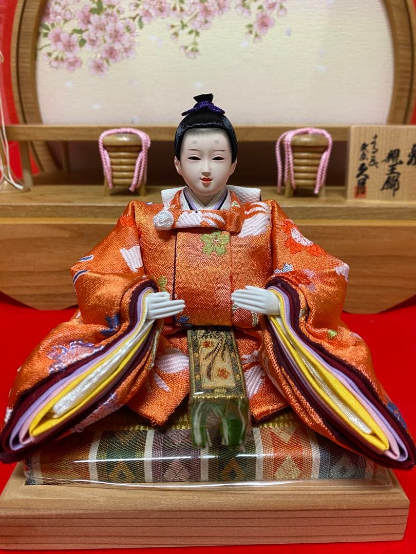 東京久月　雛人形親王飾り円形アクリルケース・間口約４５×奥行約２４×高さ約３９㎝