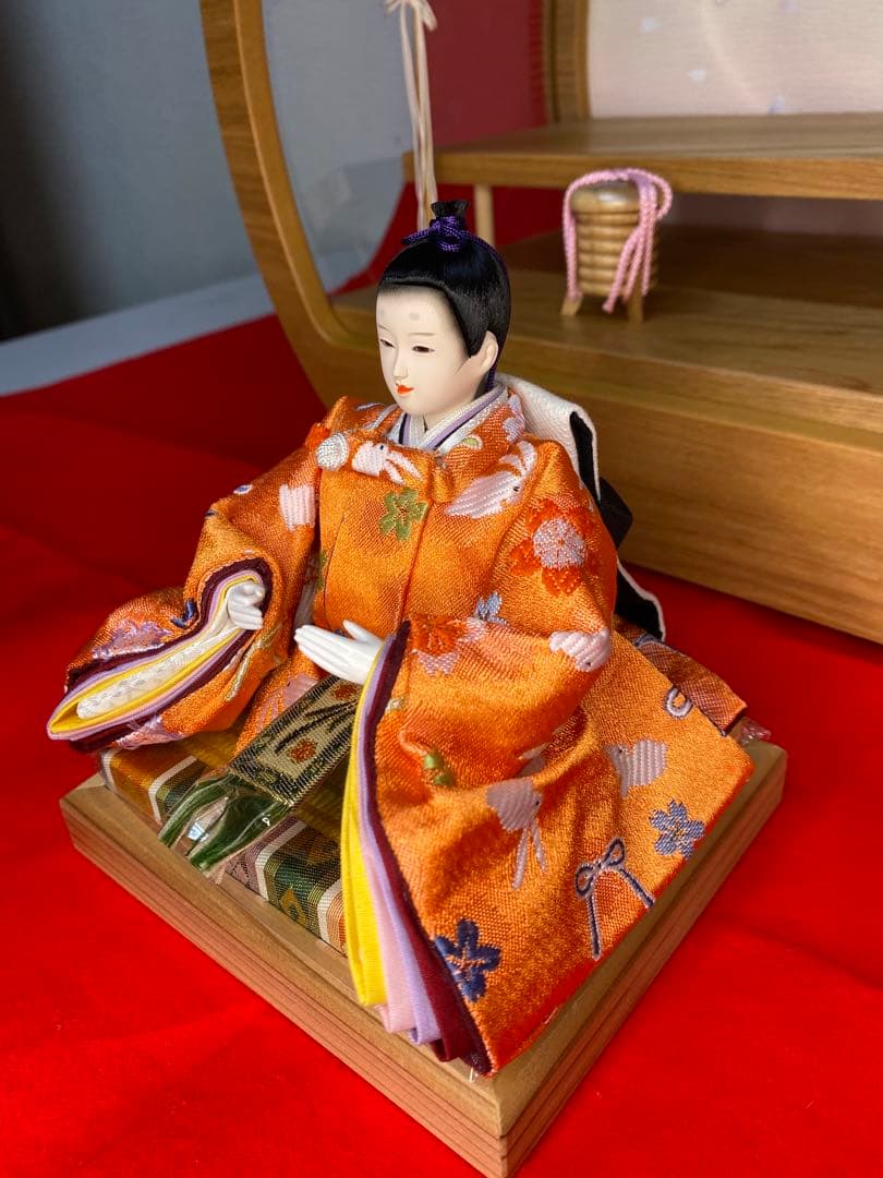 東京久月　雛人形親王飾り円形アクリルケース・間口約４５×奥行約２４×高さ約３９㎝