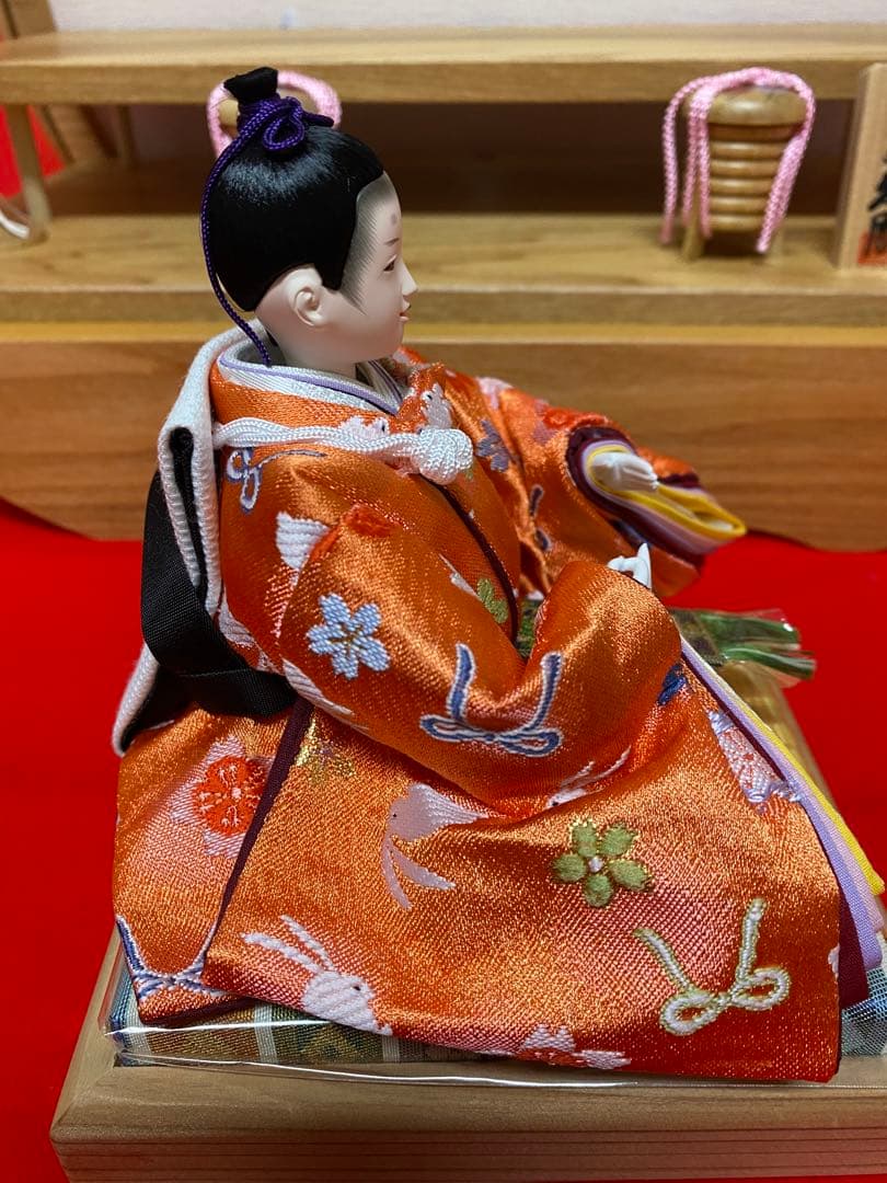 東京久月　雛人形親王飾り円形アクリルケース・間口約４５×奥行約２４×高さ約３９㎝