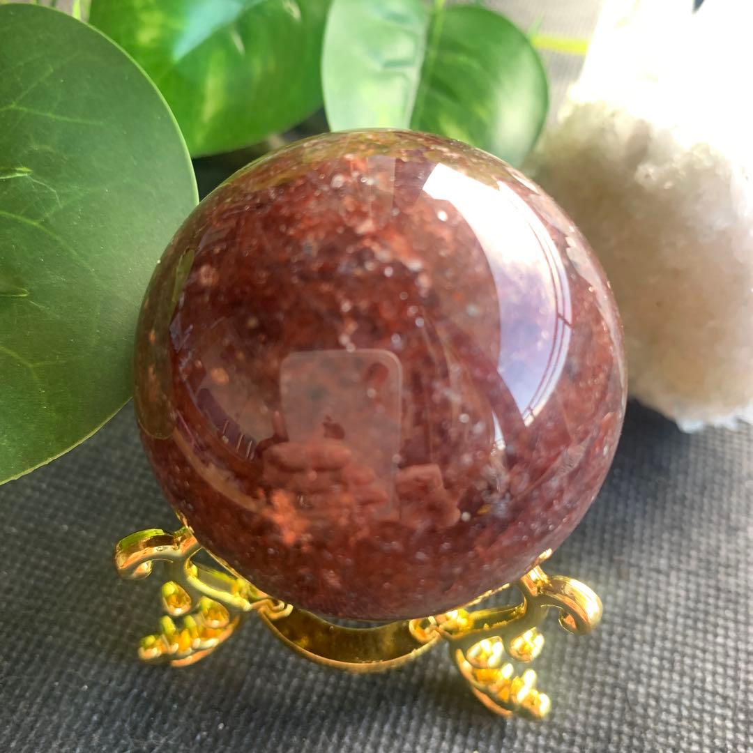 サンストーンスフィア約46.4mm オレンジブラウン　天然石置物