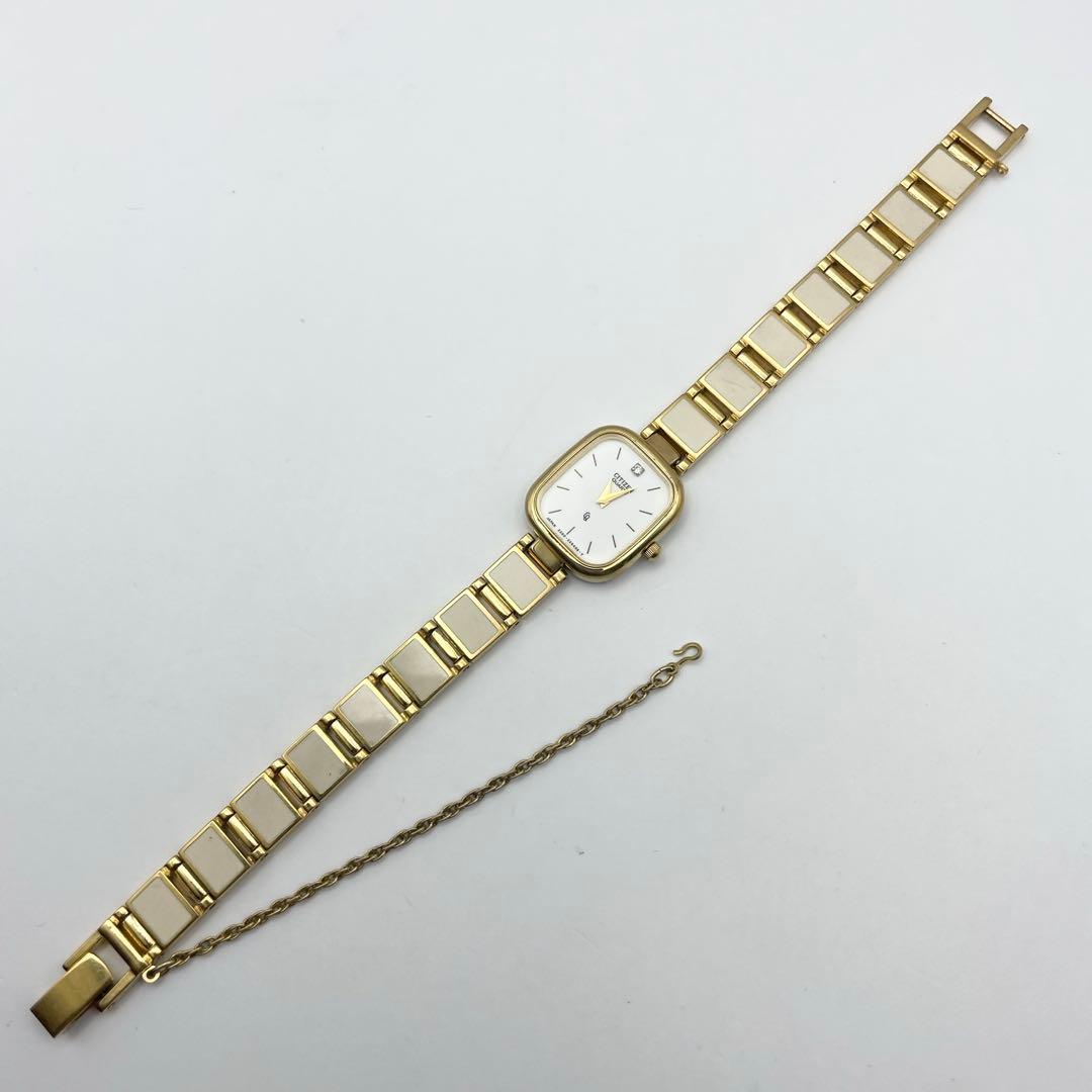 シチズン 1Pダイヤ レディース腕時計 クォーツ ゴールド スクエア 稼働品