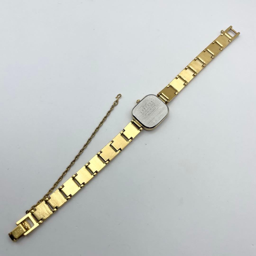 シチズン 1Pダイヤ レディース腕時計 クォーツ ゴールド スクエア 稼働品