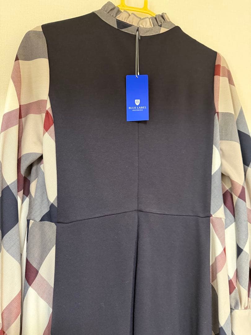 百花【ブルーレーベル・クレストブリッジ】ネイビー 長袖 ワンピース