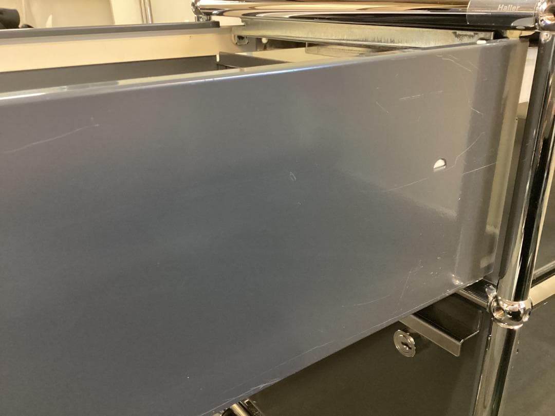 鍵付き　USMハラー　ロールボーイ　２段　デスクワゴン　アントラサイト　A