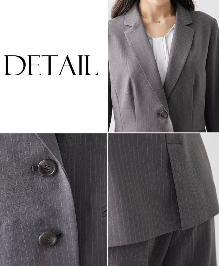 洗えるストレッチテーラードジャケット テーパードパンツスーツ　3L　ブラック