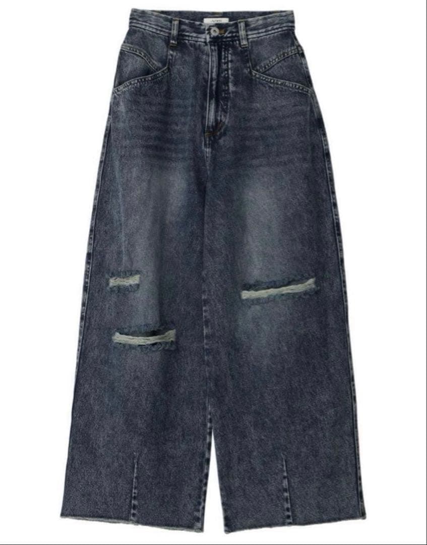 美品★ HEART PATCH DAMAGE DENIM PANTS