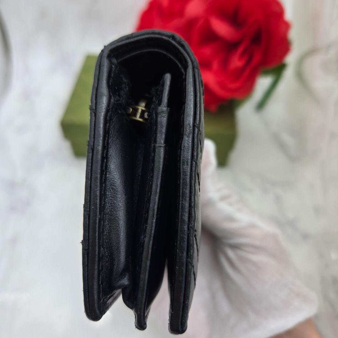 【美品】 GUCCI グッチ 折り財布 財布 GG マーモント キルティング 黒