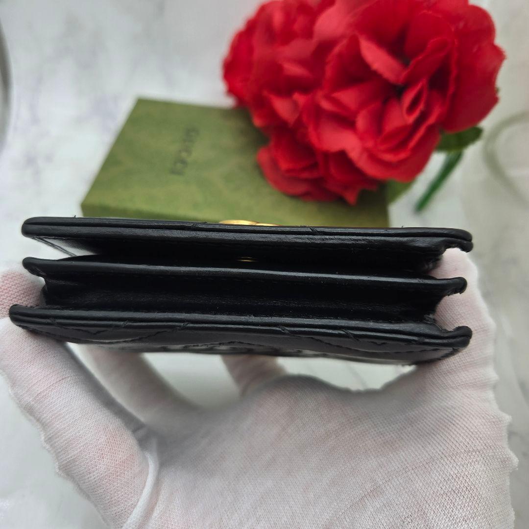 【美品】 GUCCI グッチ 折り財布 財布 GG マーモント キルティング 黒