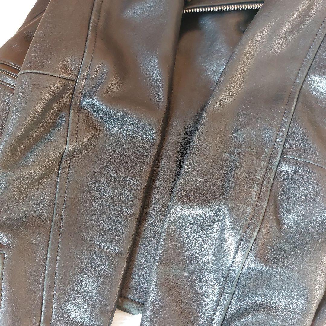 BACCA ラムレザー ダブルライダースジャケット クロップド丈 ブラック