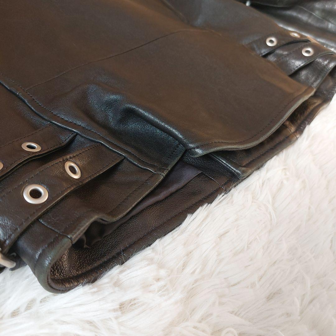 BACCA ラムレザー ダブルライダースジャケット クロップド丈 ブラック