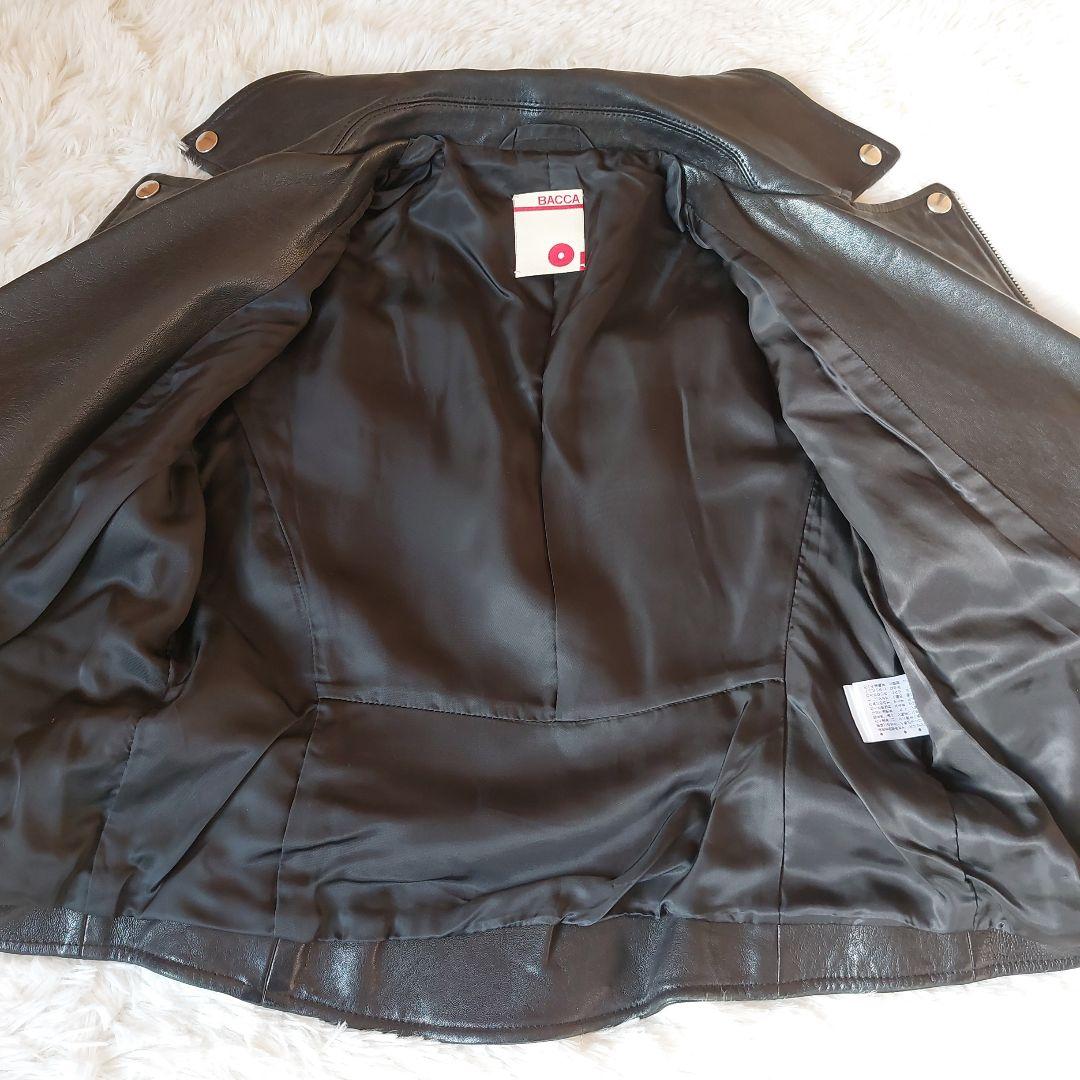 BACCA ラムレザー ダブルライダースジャケット クロップド丈 ブラック
