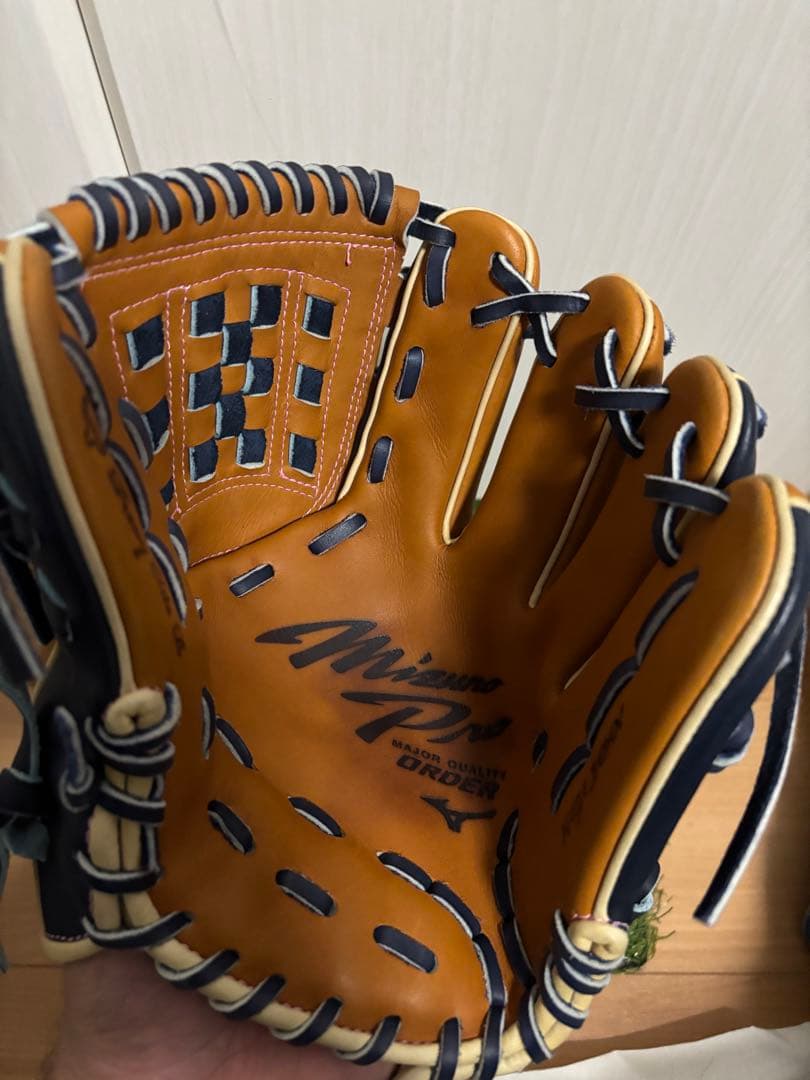 日本製　波賀ジャパン　ミズノプロ ダイバーシティブルー　内野手　オーダーグラブ