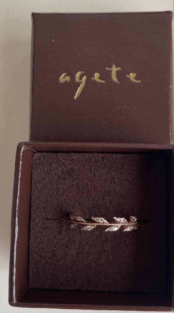 agete アガット　月桂樹　ローレルリーフリング　K10