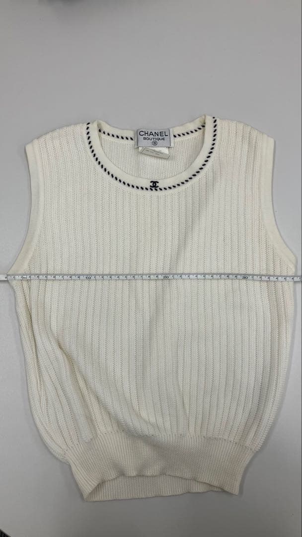 シャネルレディース ノースリーブ ニット CHANELホワイト白 【中古品】　Y