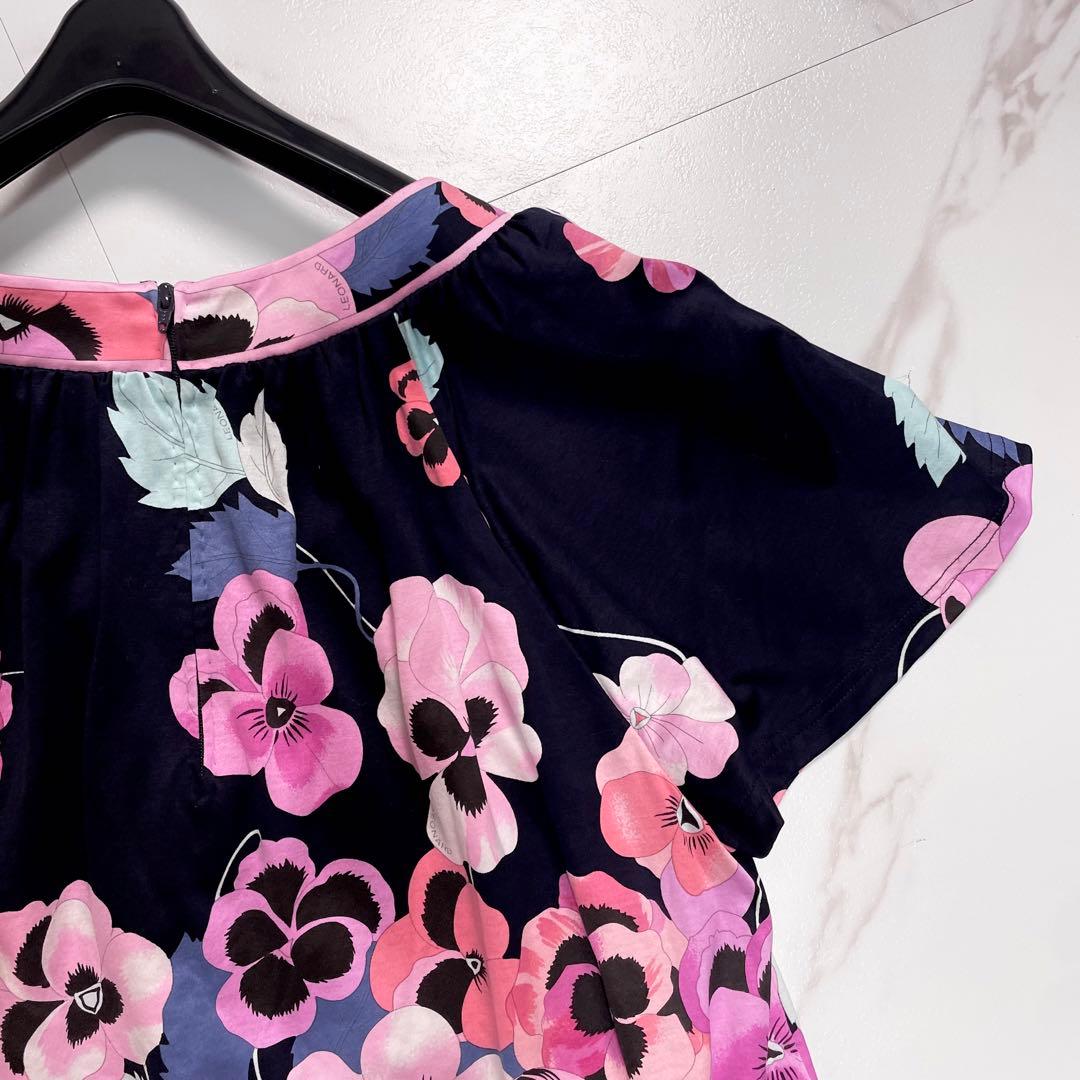 未使用級✨LEONARD カットソー シャツ トリム パンジー 現行 近年モデル