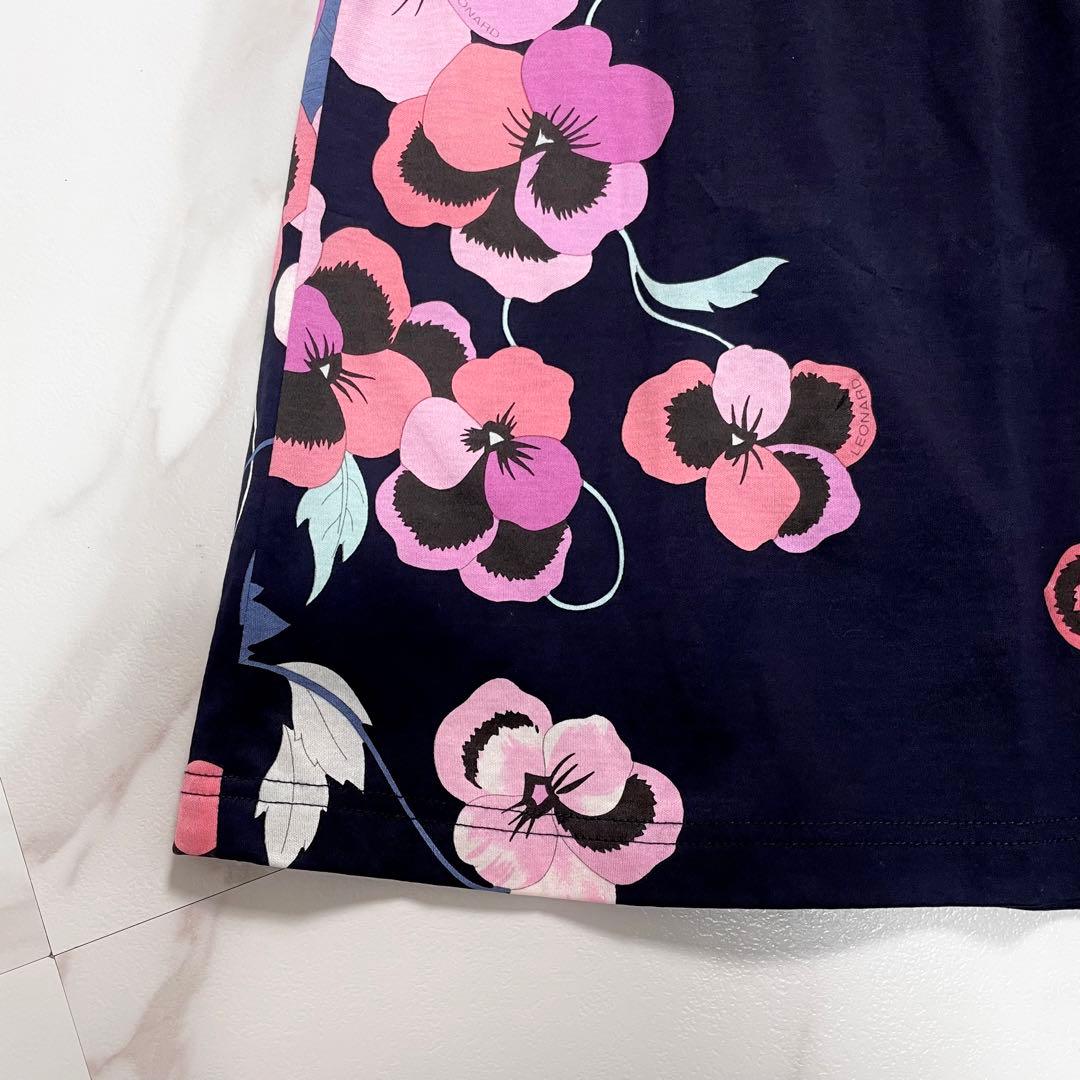 未使用級✨LEONARD カットソー シャツ トリム パンジー 現行 近年モデル