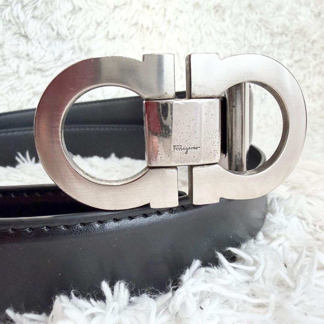 フェラガモ ベルト ダブルガンチーニ ブラック シルバー